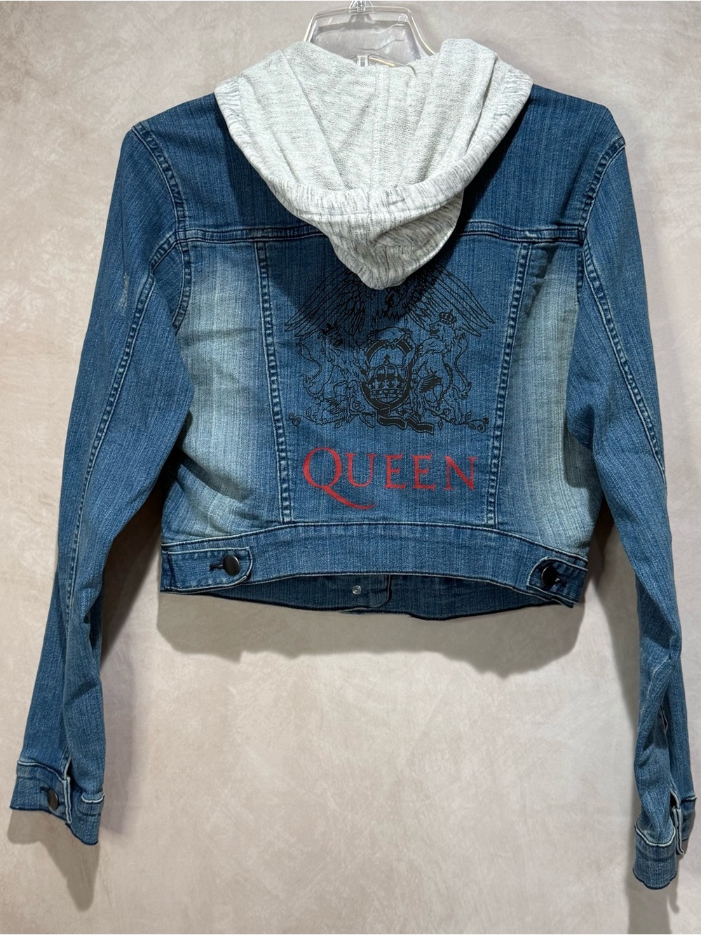 Queen Official Merch Cropped Denim Hooded Jacket Size M, Vintage Classic Rock - Picture 3 of 11